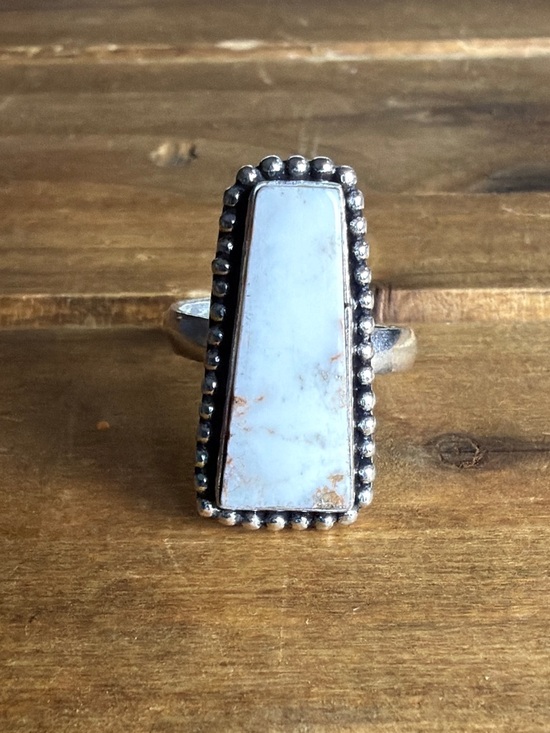 Vintage Jewelry - Vintage Bohemian Magnesite Gemstone Ring Adjustable Women Size 7.5 Silver 925